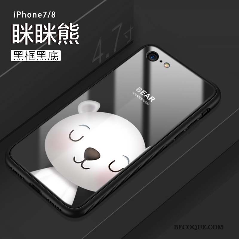 iPhone 8 Coque Dessin Animé Chat Incassable Nouveau Verre Silicone