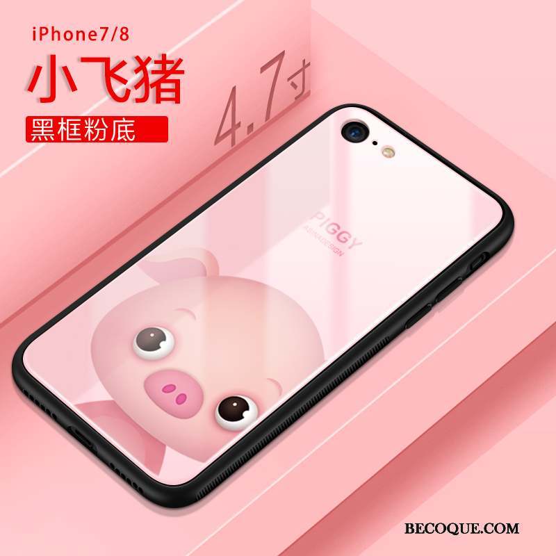 iPhone 8 Coque Dessin Animé Chat Incassable Nouveau Verre Silicone