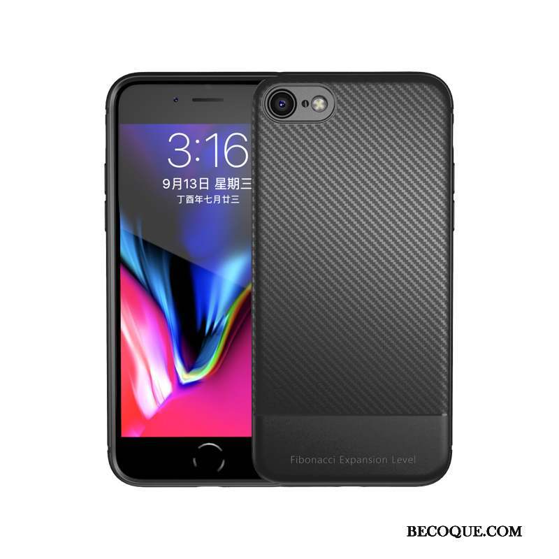 iPhone 8 Coque Fluide Doux Tout Compris Tendance Silicone Noir Étui