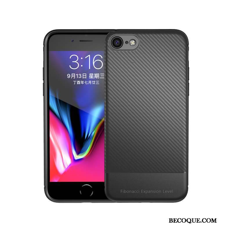 iPhone 8 Coque Fluide Doux Tout Compris Tendance Silicone Noir Étui