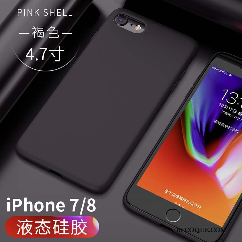 iPhone 8 Coque Fluide Doux Vert Délavé En Daim Téléphone Portable Protection Rouge