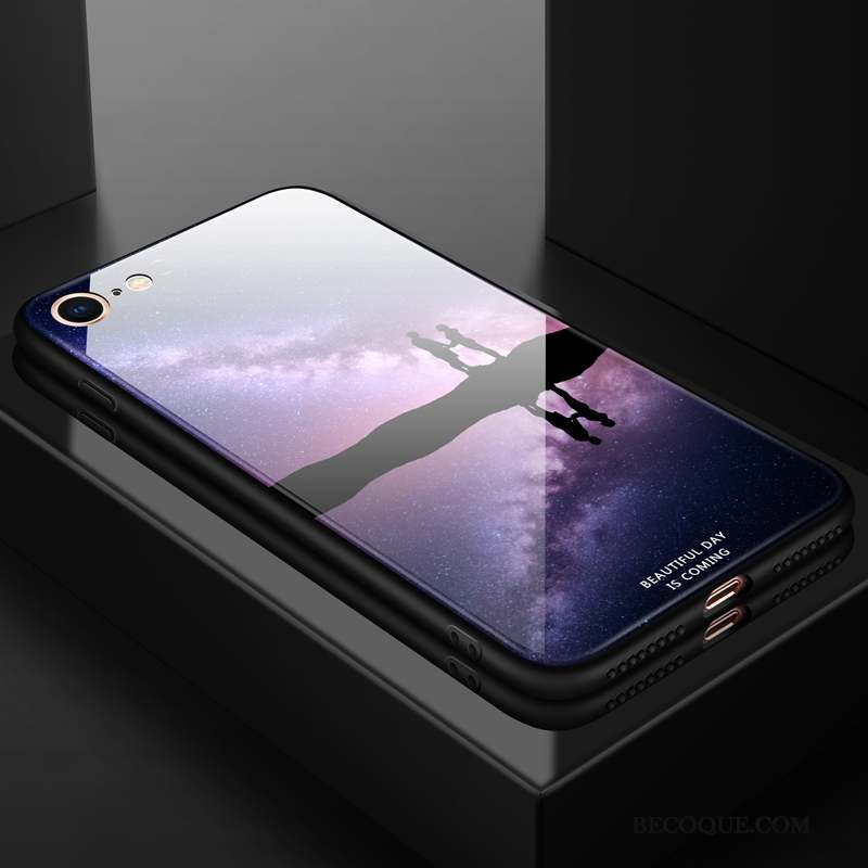 iPhone 8 Coque Incassable Fluide Doux Verre Étui Ciel Étoilé