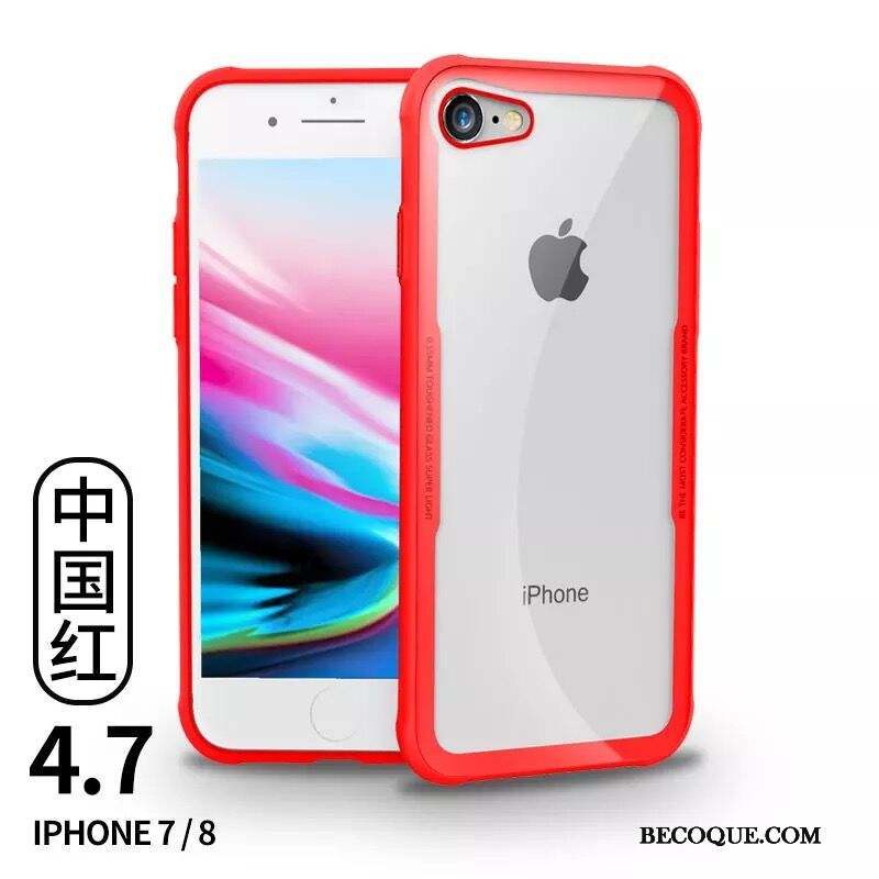 iPhone 8 Coque Noir Étui Métal Incassable Rouge Tendance