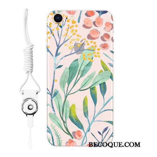 iPhone 8 Coque Rose Fluide Doux Protection Étui Ornements Suspendus Gaufrage