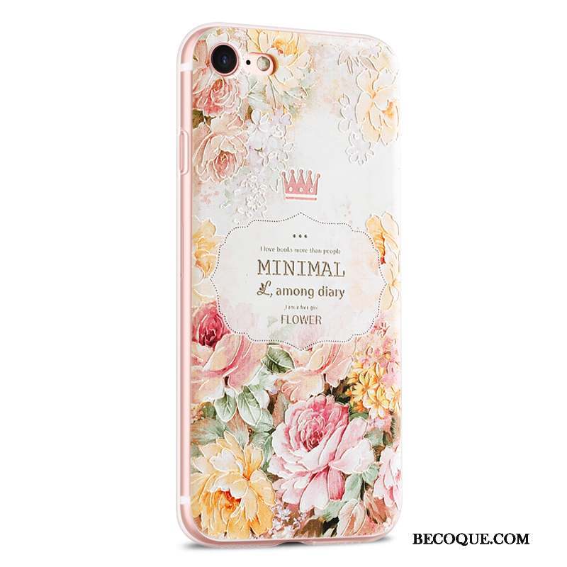 iPhone 8 Coque Silicone Pu Tout Compris Rose Nouveau Personnalité