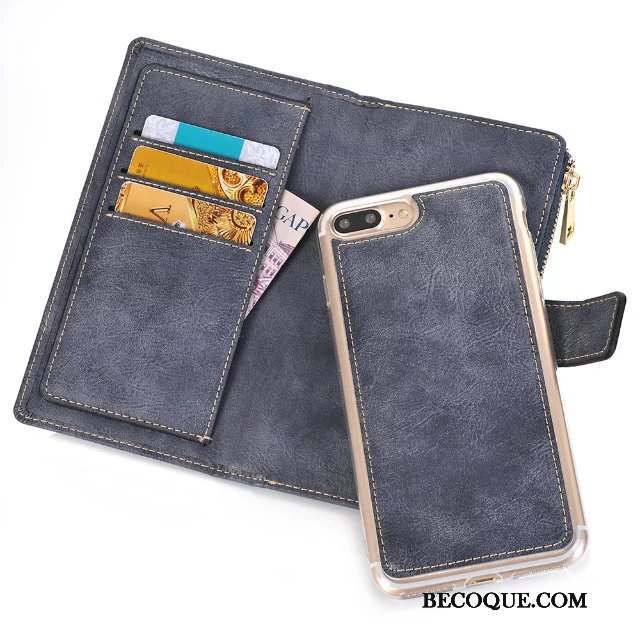 iPhone 8 Coque Vintage Multifonctions Étui Portefeuille Portefeuilles Étui En Cuir