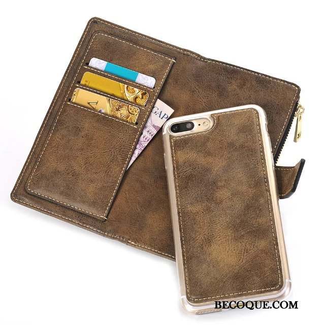 iPhone 8 Coque Vintage Multifonctions Étui Portefeuille Portefeuilles Étui En Cuir