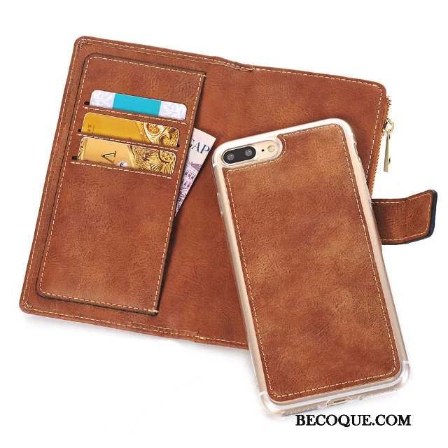 iPhone 8 Coque Vintage Multifonctions Étui Portefeuille Portefeuilles Étui En Cuir