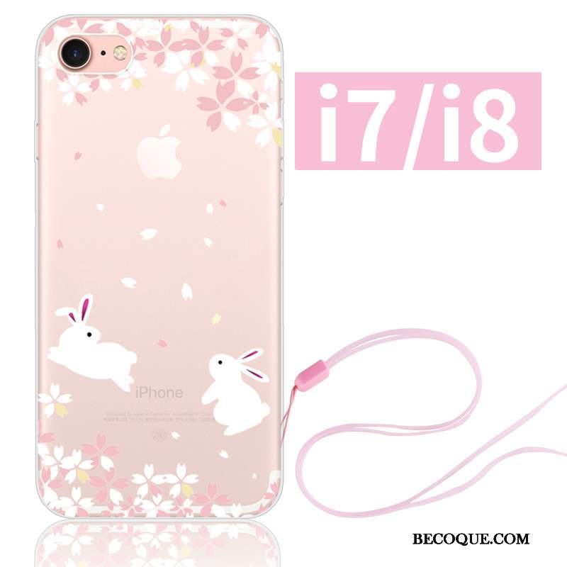 iPhone 8 Coque Étui Nouveau Simple Ornements Suspendus Lapin Délavé En Daim