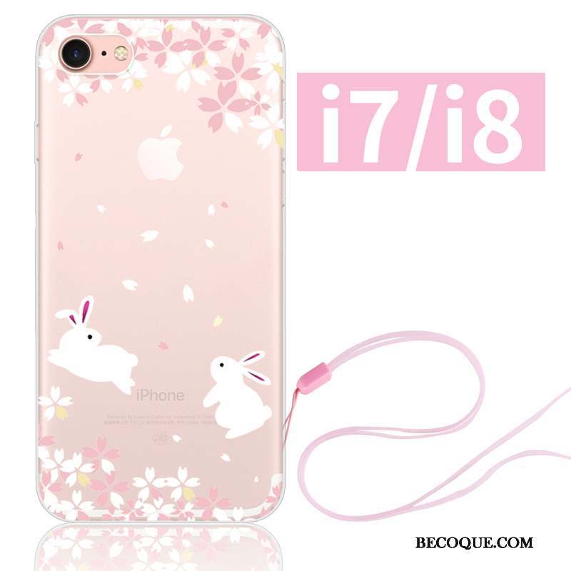 iPhone 8 Coque Étui Nouveau Simple Ornements Suspendus Lapin Délavé En Daim