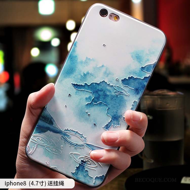 iPhone 8 Coque Étui Ornements Suspendus Fluide Doux Vert Tout Compris Style Chinois