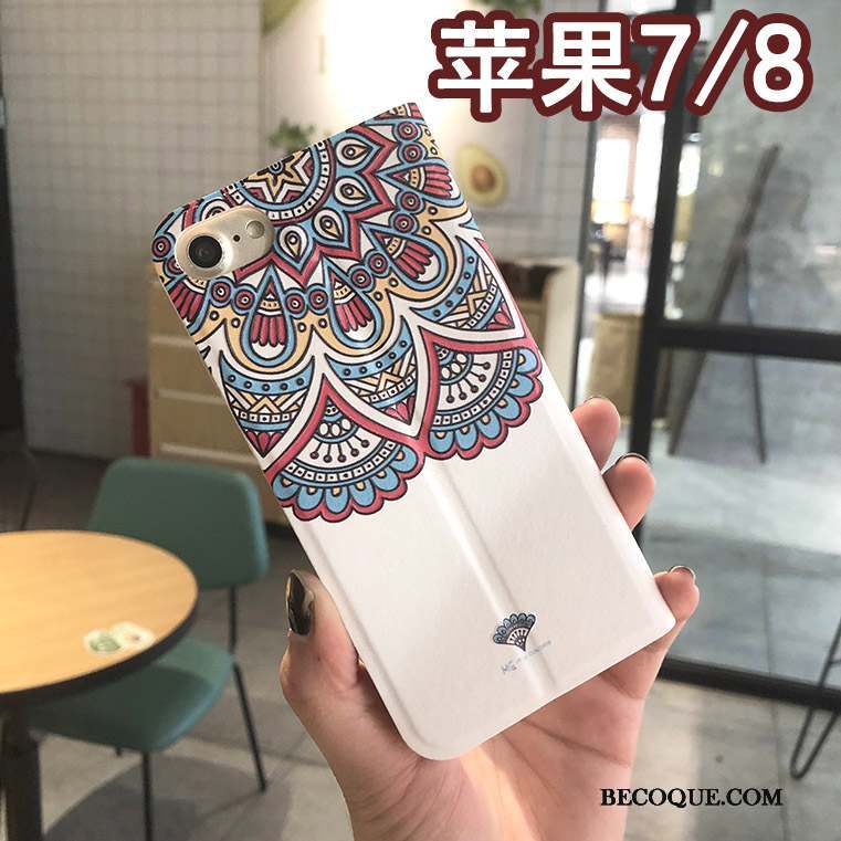 iPhone 8 Fluide Doux Coque De Téléphone Anneau Incassable Étui Bleu