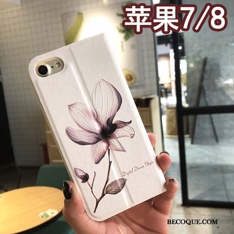 iPhone 8 Fluide Doux Coque De Téléphone Anneau Incassable Étui Bleu