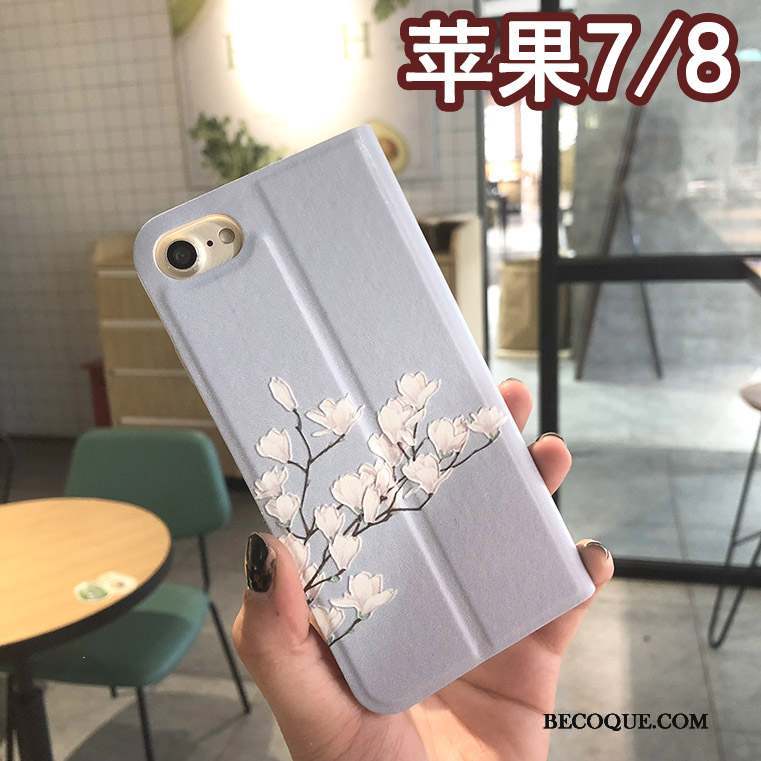 iPhone 8 Fluide Doux Coque De Téléphone Anneau Incassable Étui Bleu