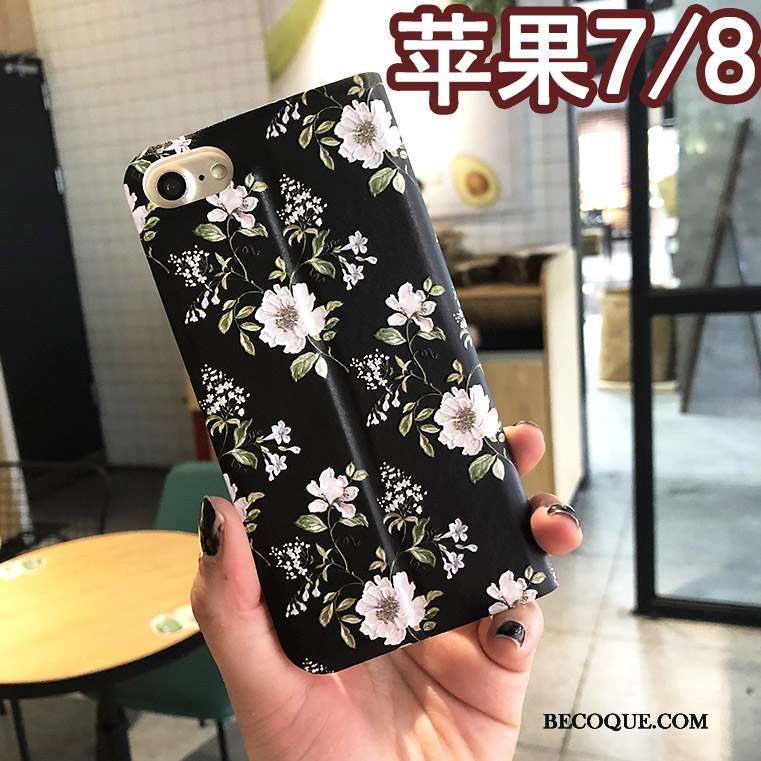 iPhone 8 Fluide Doux Coque De Téléphone Anneau Incassable Étui Bleu