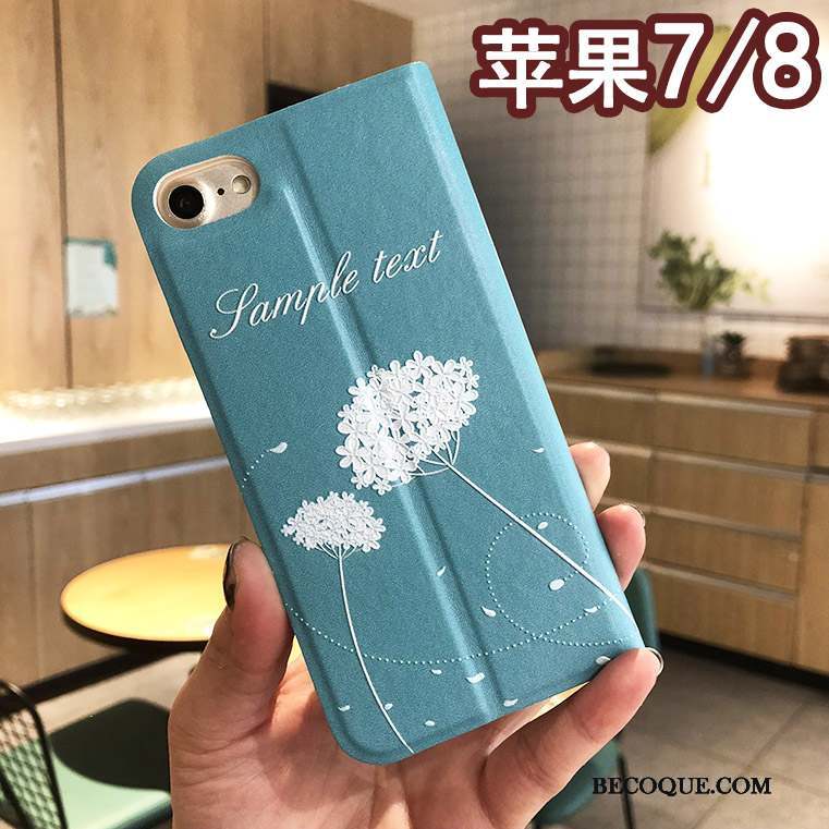 iPhone 8 Fluide Doux Coque De Téléphone Anneau Incassable Étui Bleu