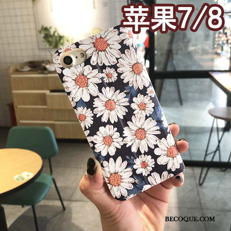 iPhone 8 Fluide Doux Coque De Téléphone Anneau Incassable Étui Bleu