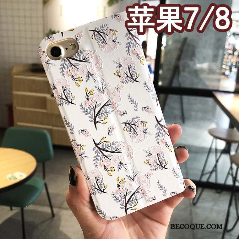 iPhone 8 Fluide Doux Coque De Téléphone Anneau Incassable Étui Bleu