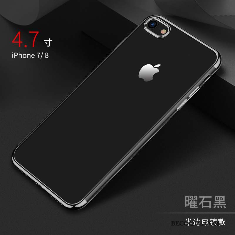 iPhone 8 Fluide Doux Silicone Noir Tout Compris Transparent Coque De Téléphone