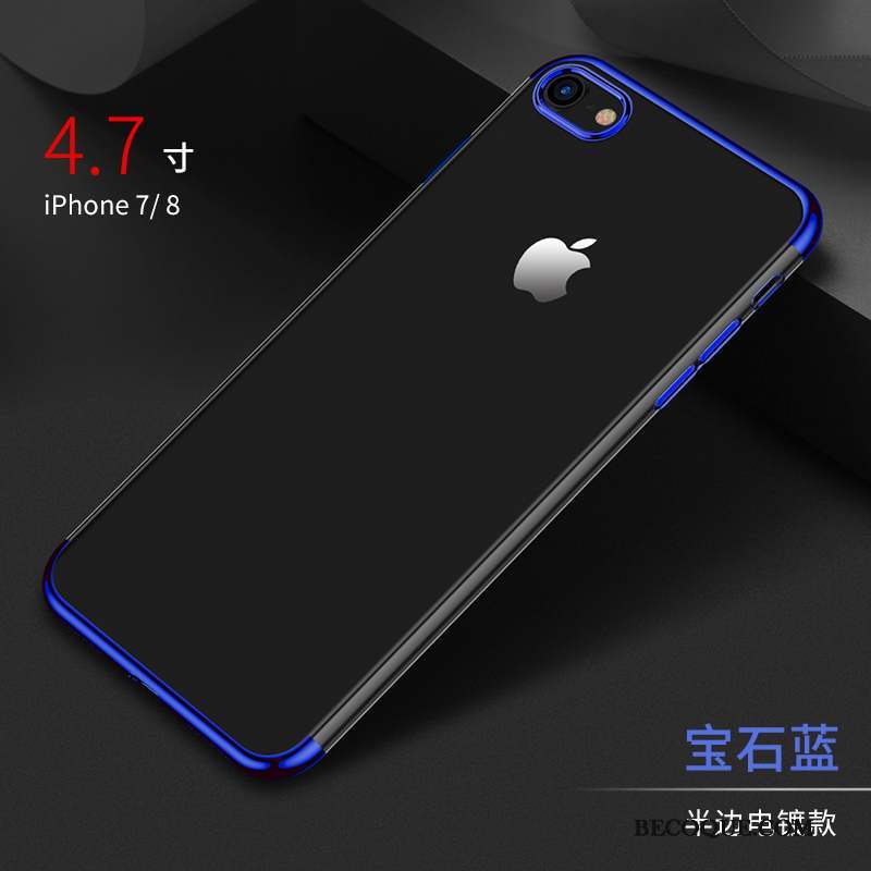 iPhone 8 Fluide Doux Silicone Noir Tout Compris Transparent Coque De Téléphone