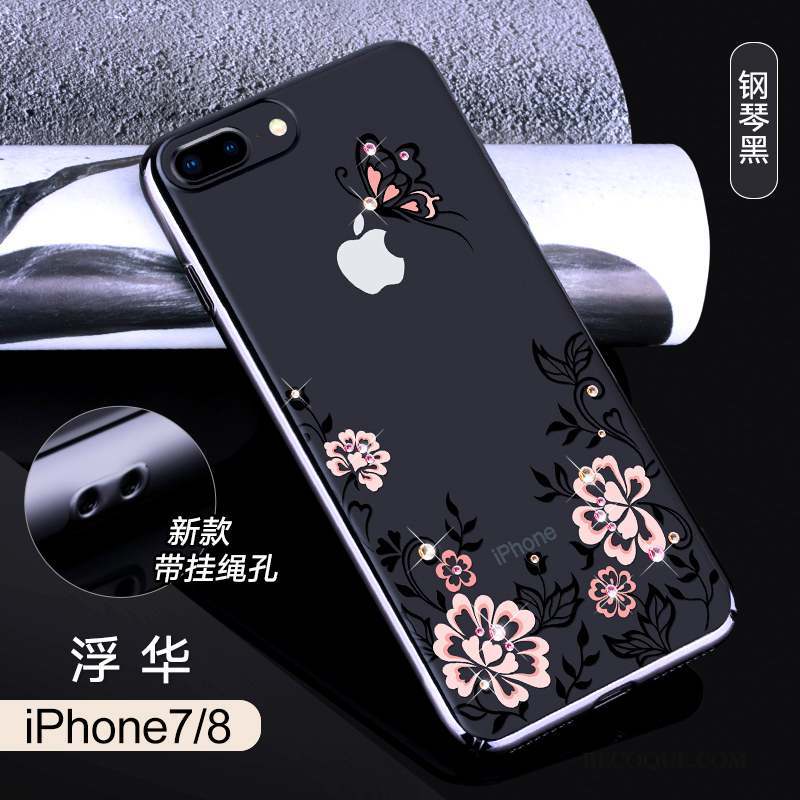 iPhone 8 Incassable Coque De Téléphone Strass Rouge Luxe Ornements Suspendus