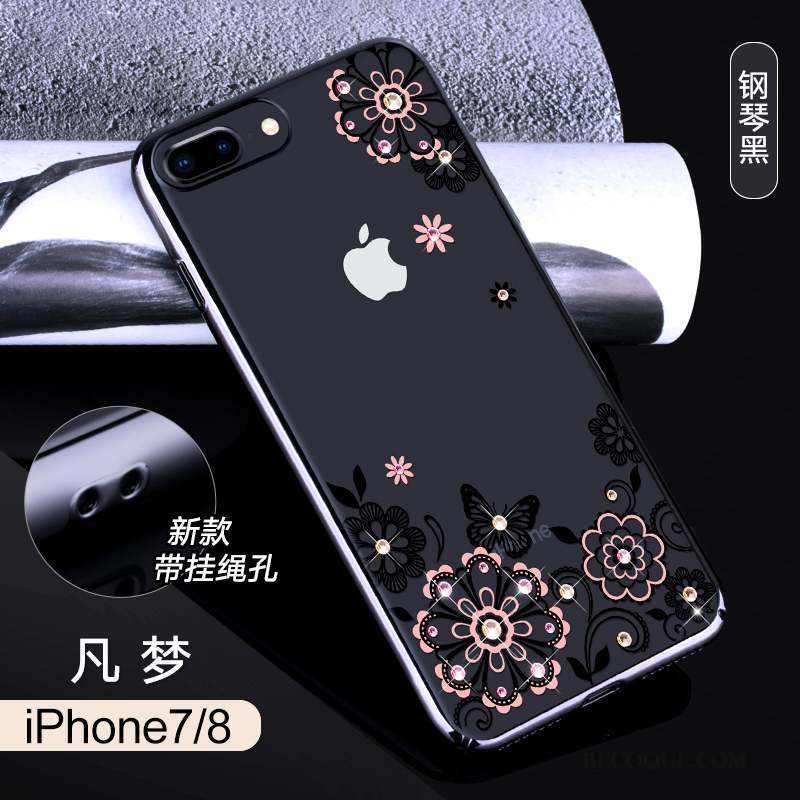 iPhone 8 Incassable Coque De Téléphone Strass Rouge Luxe Ornements Suspendus