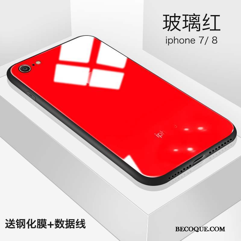 iPhone 8 Incassable Verre Coque Tendance Rouge De Téléphone