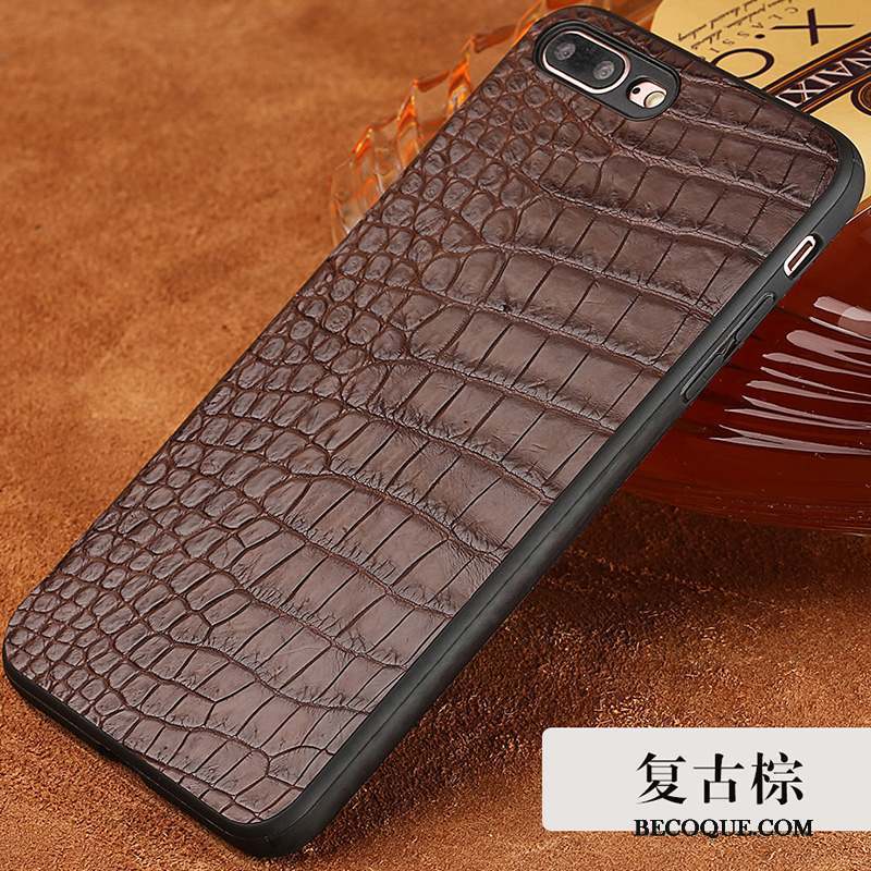 iPhone 8 Luxe Coque De Téléphone Cuir Véritable Nouveau Crocodile Noir