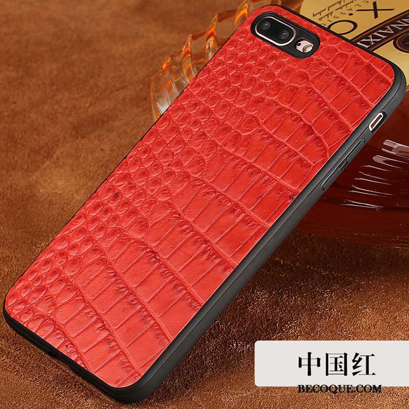 iPhone 8 Luxe Coque De Téléphone Cuir Véritable Nouveau Crocodile Noir