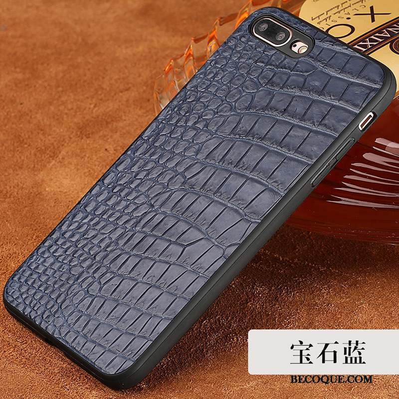 iPhone 8 Luxe Coque De Téléphone Cuir Véritable Nouveau Crocodile Noir