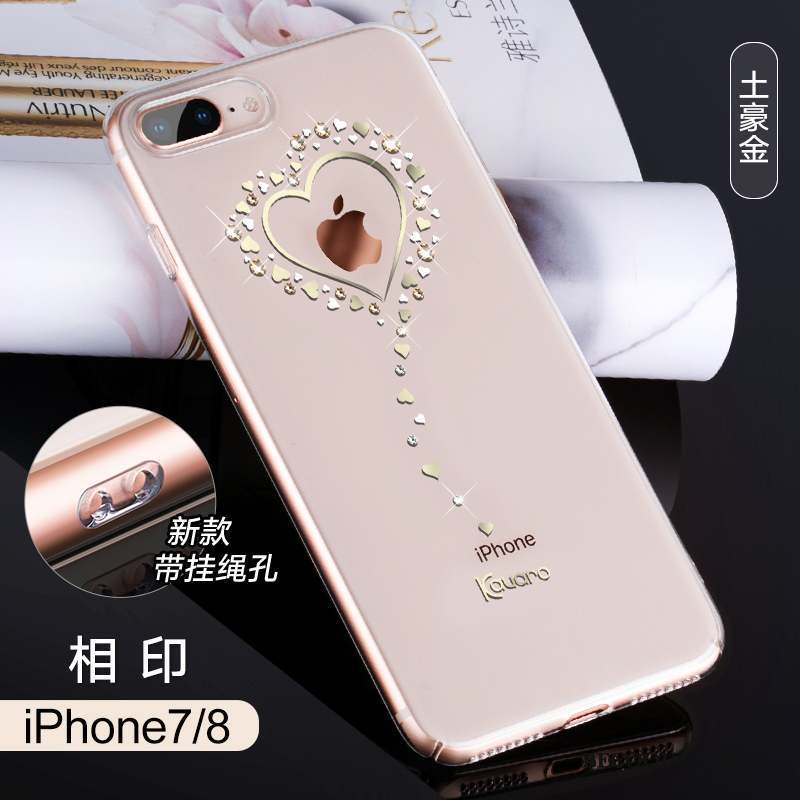 iPhone 8 Nouveau Strass Coque De Téléphone Luxe Transparent Or