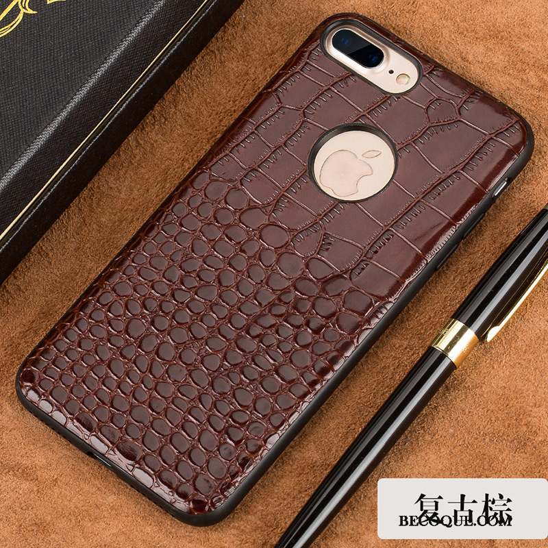 iPhone 8 Plus Bleu Qualité Étui En Cuir Coque De Téléphone Incassable Protection