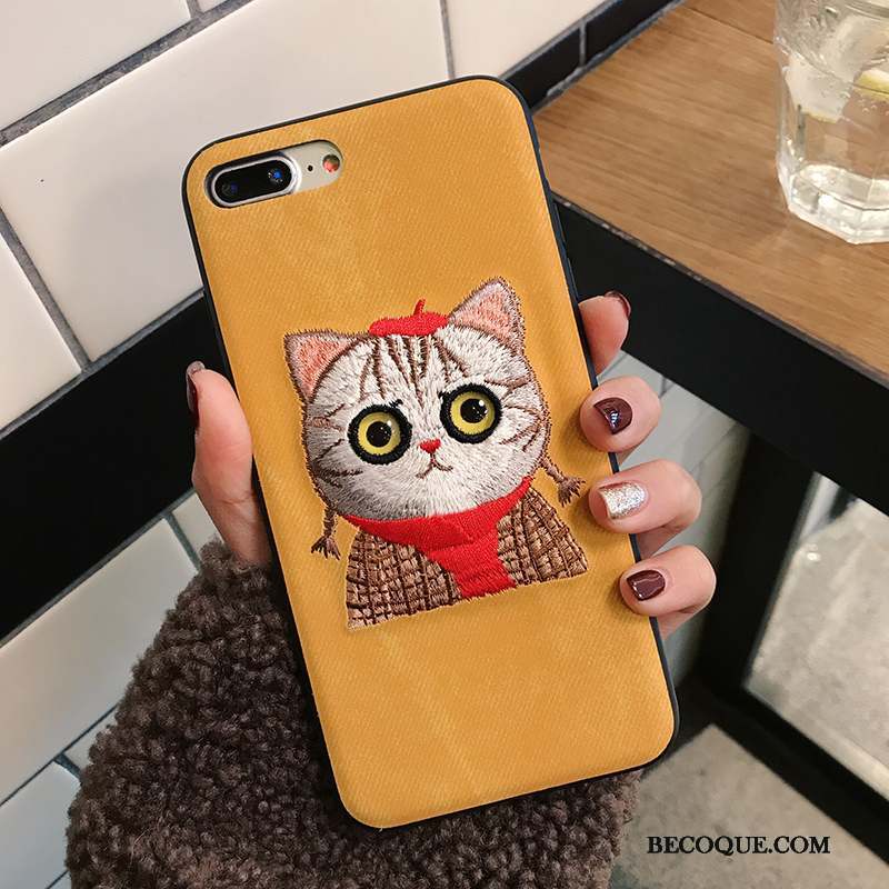 iPhone 8 Plus Charmant Coque De Téléphone Broderie Chiens Nouveau Fluide Doux