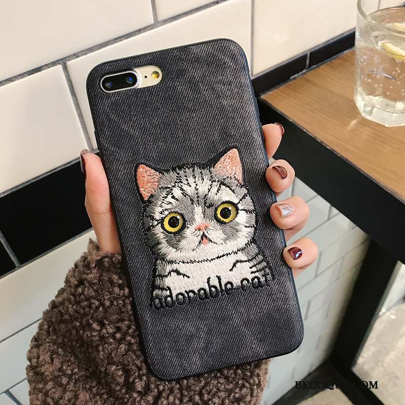 iPhone 8 Plus Charmant Coque De Téléphone Broderie Chiens Nouveau Fluide Doux