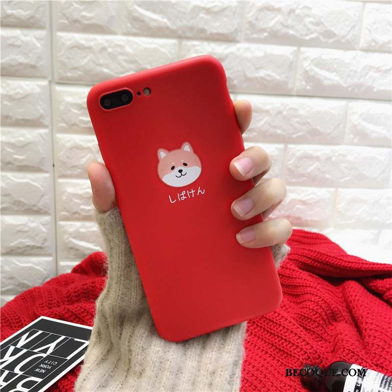 iPhone 8 Plus Chiens Fluide Doux Coque De Téléphone Créatif Amoureux Rouge