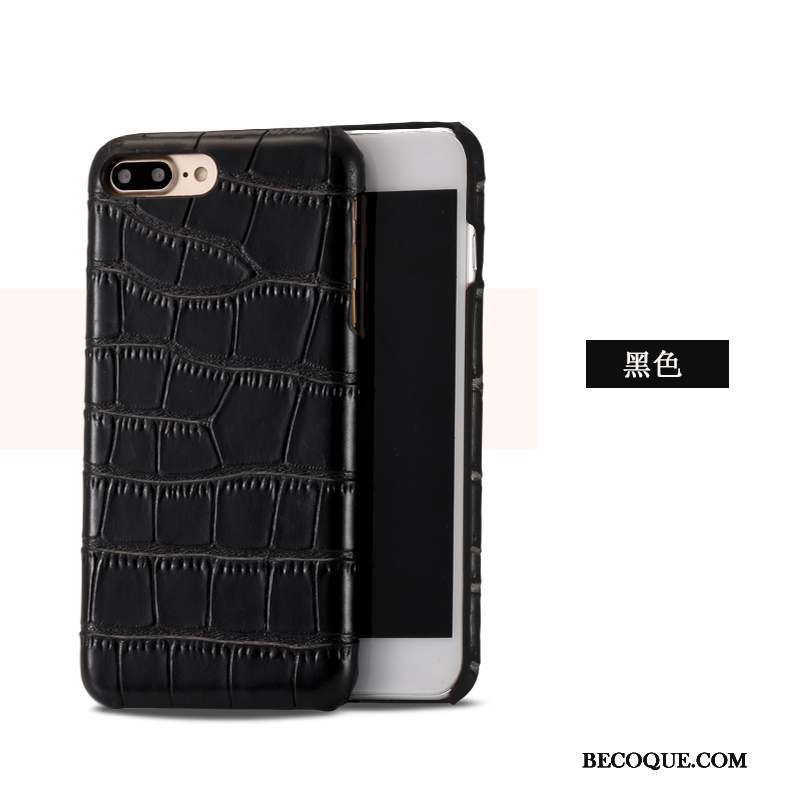 iPhone 8 Plus Coque Crocodile Modèle Incassable Étui Protection Étui En Cuir Bleu