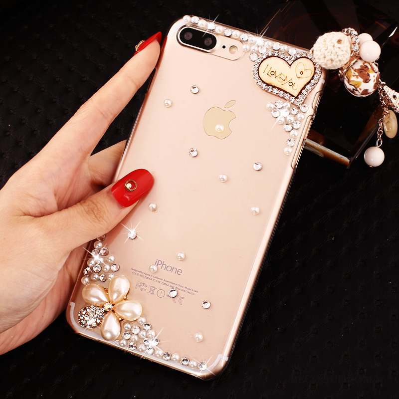 iPhone 8 Plus Coque De Téléphone Incruster Strass Étui Nouveau Rose Transparent