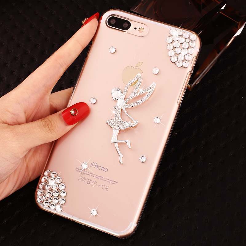 iPhone 8 Plus Coque De Téléphone Incruster Strass Étui Nouveau Rose Transparent