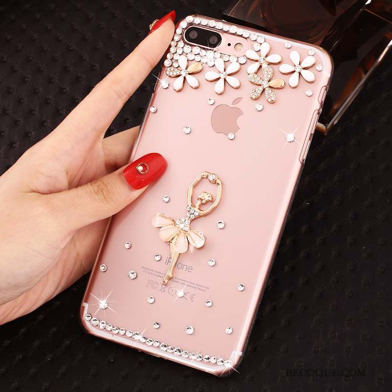 iPhone 8 Plus Coque De Téléphone Incruster Strass Étui Nouveau Rose Transparent