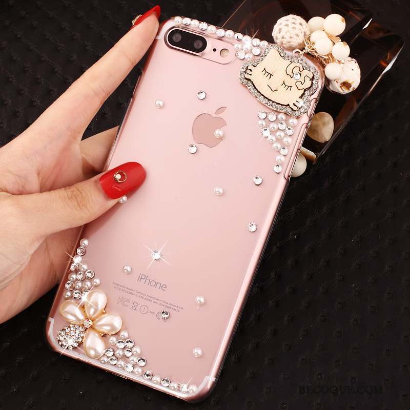 iPhone 8 Plus Coque De Téléphone Incruster Strass Étui Nouveau Rose Transparent