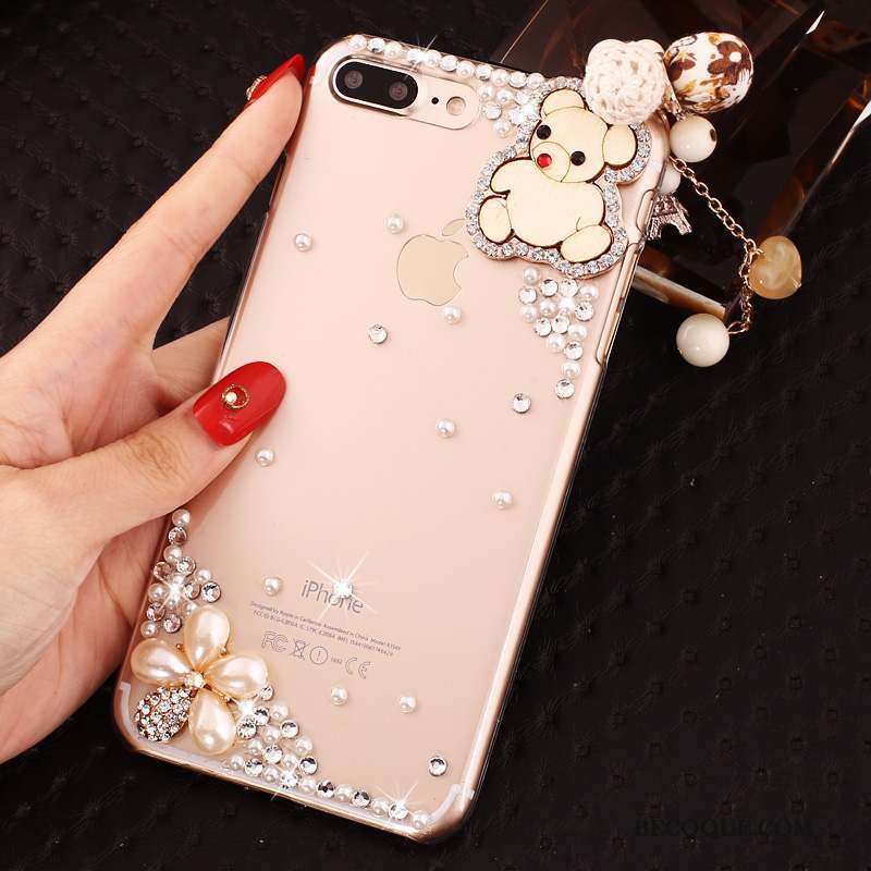 iPhone 8 Plus Coque De Téléphone Incruster Strass Étui Nouveau Rose Transparent