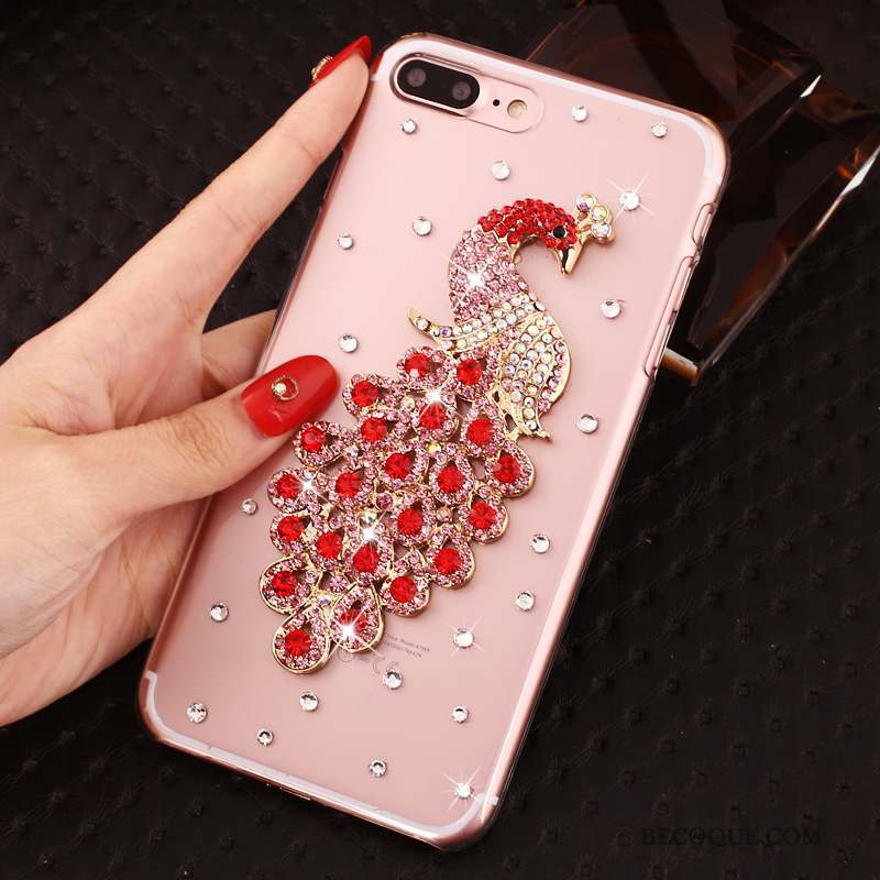 iPhone 8 Plus Coque De Téléphone Incruster Strass Étui Nouveau Rose Transparent