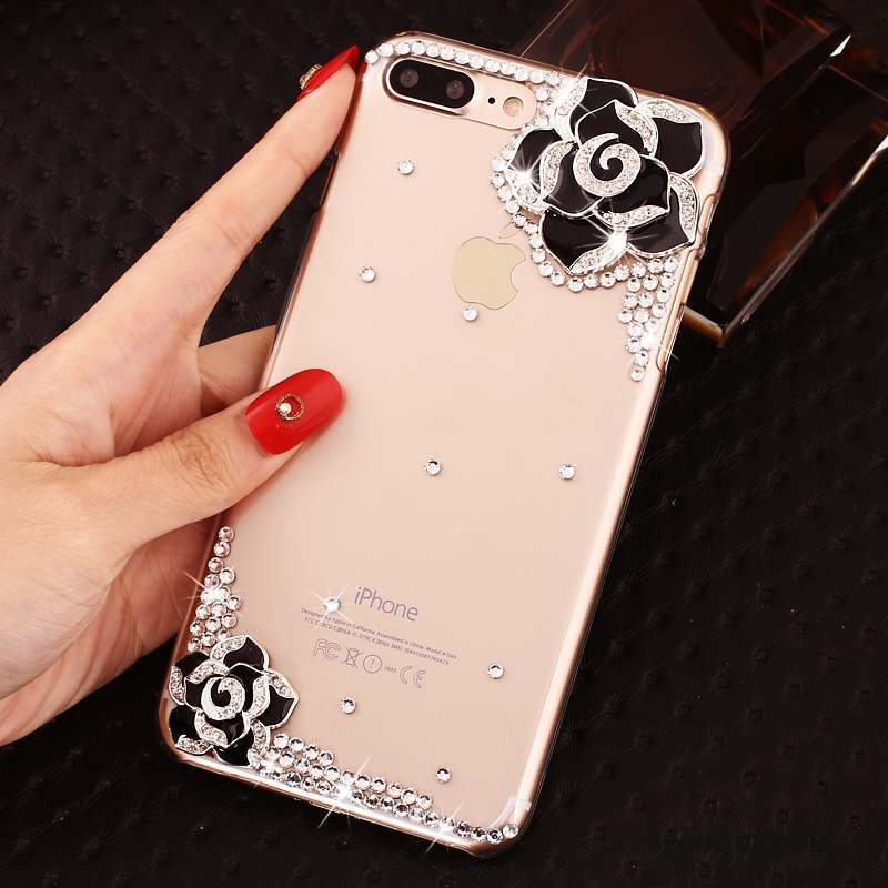 iPhone 8 Plus Coque De Téléphone Incruster Strass Étui Nouveau Rose Transparent