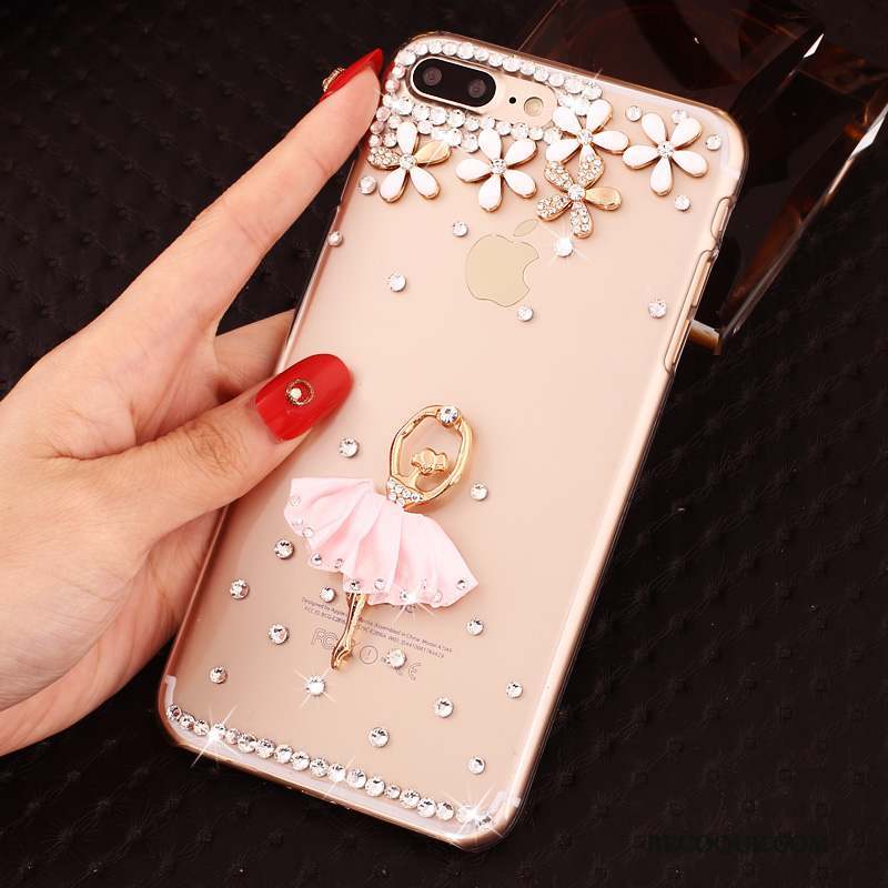 iPhone 8 Plus Coque De Téléphone Incruster Strass Étui Nouveau Rose Transparent