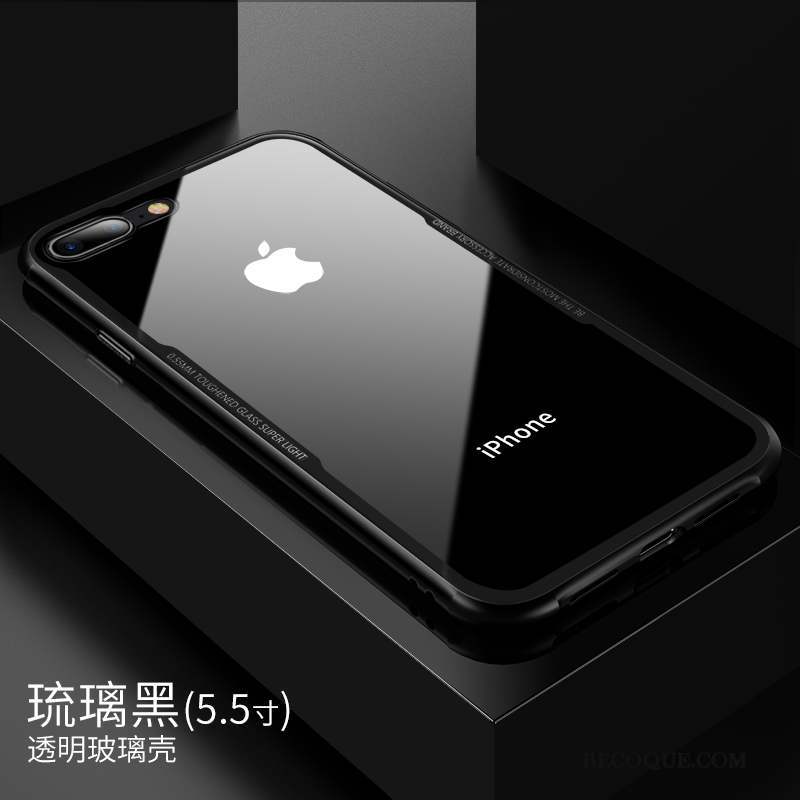 iPhone 8 Plus Coque De Téléphone Verre Très Mince Protection Noir Étui