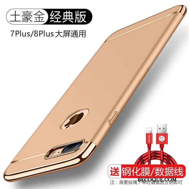 iPhone 8 Plus Coque Délavé En Daim De Téléphone Anneau Or Incassable