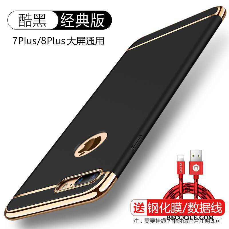 iPhone 8 Plus Coque Délavé En Daim De Téléphone Anneau Or Incassable