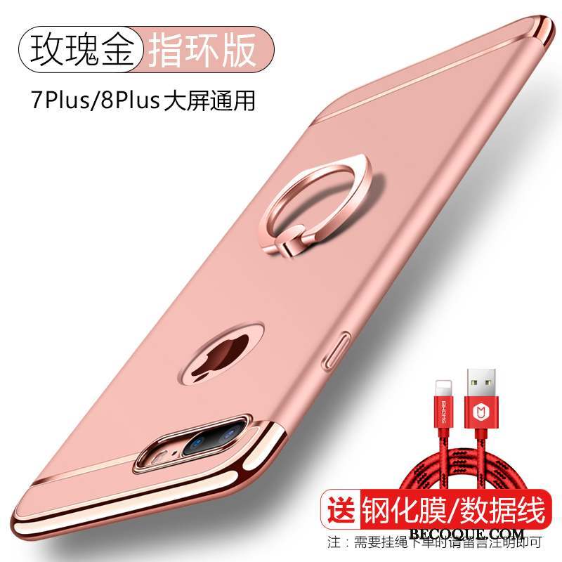 iPhone 8 Plus Coque Délavé En Daim De Téléphone Anneau Or Incassable