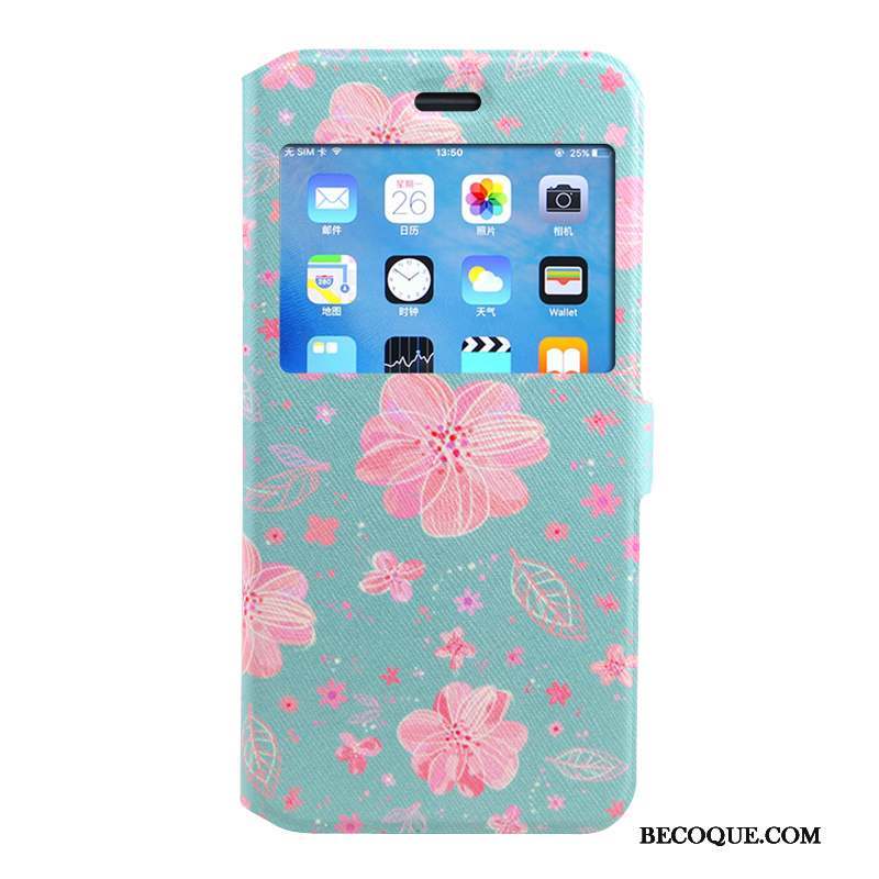 iPhone 8 Plus Coque Housse Étui En Cuir Peinture Protection Rose Dessin Animé