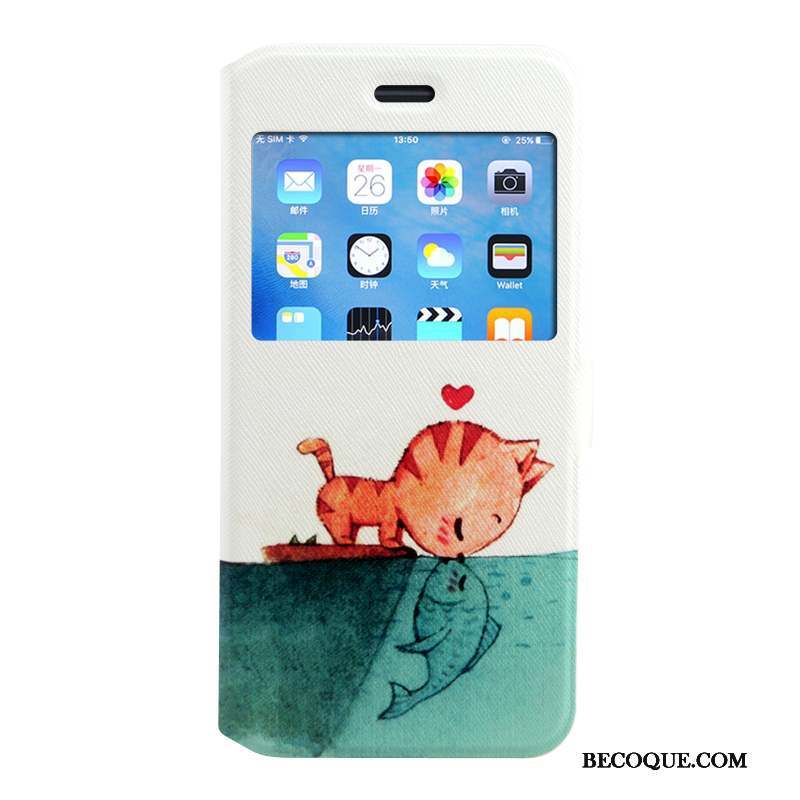 iPhone 8 Plus Coque Housse Étui En Cuir Peinture Protection Rose Dessin Animé